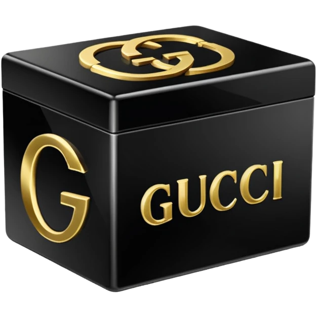 black box with the words “GUCCI” inside  emoji