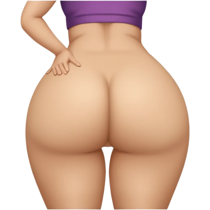 woman facing away from camera, big-round buttcheeks, butt-completely out and showing emoji