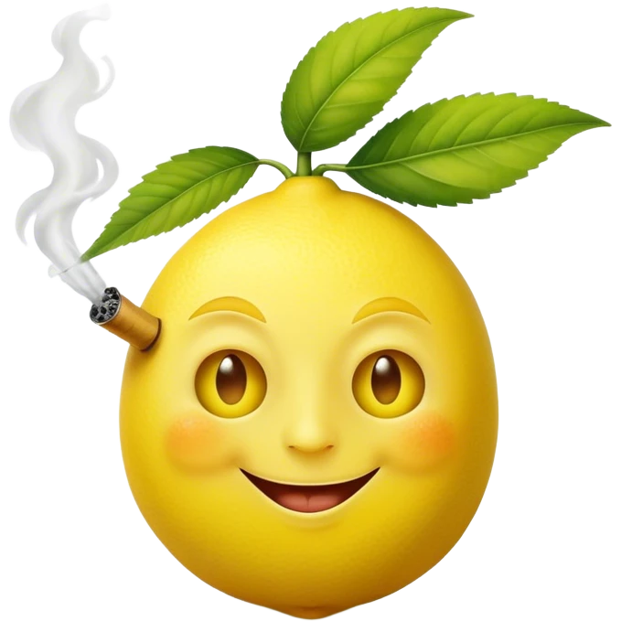 Happy faced Lemon smoking marijuana emoji