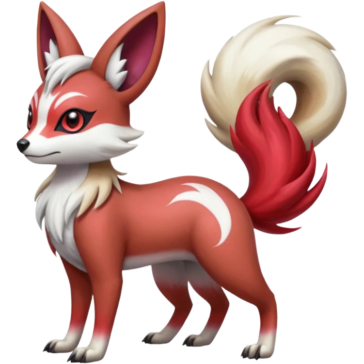 Hyper-realistic Colorful Skilled Adept Graceful Asian Painted Meloetta-Furret-Lycanroc-Zangoose-fusion-hybrid-creature (full body) emoji