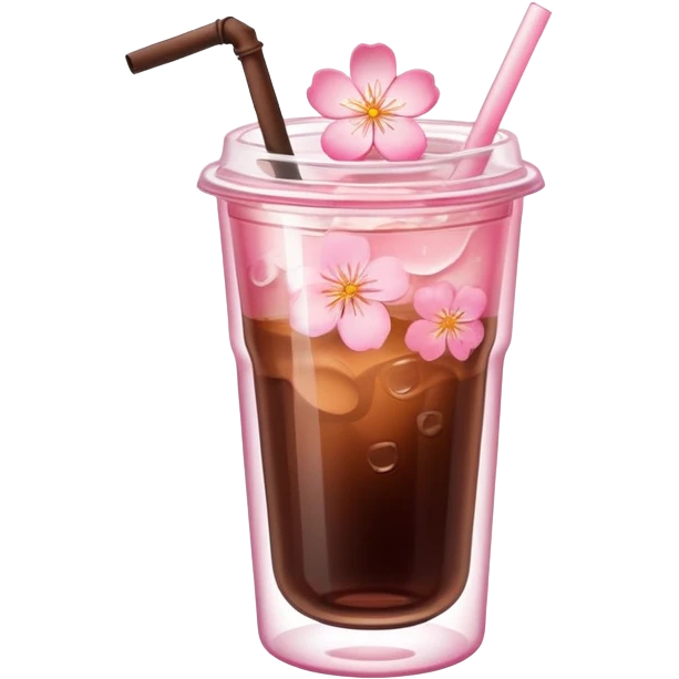 Cold brew coffee with sakura flower pink mini small size glas emoji