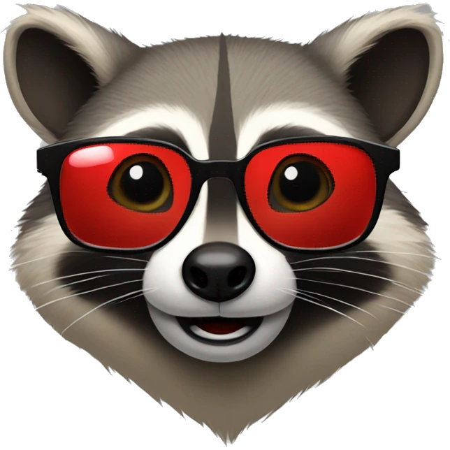 raccon face with red glasses emoji