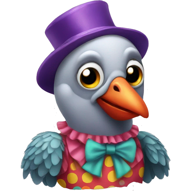 pigeon in silly clown costume emoji
