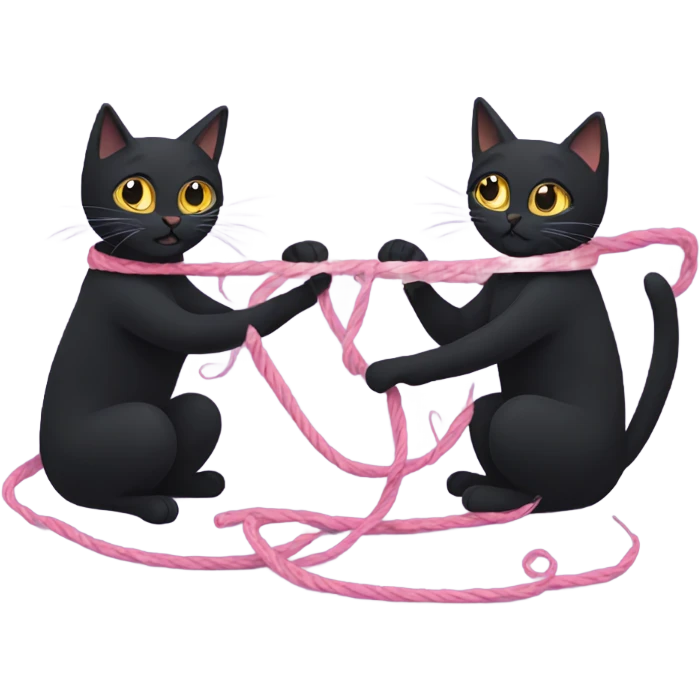 Two black cats playing with yarn emoji
