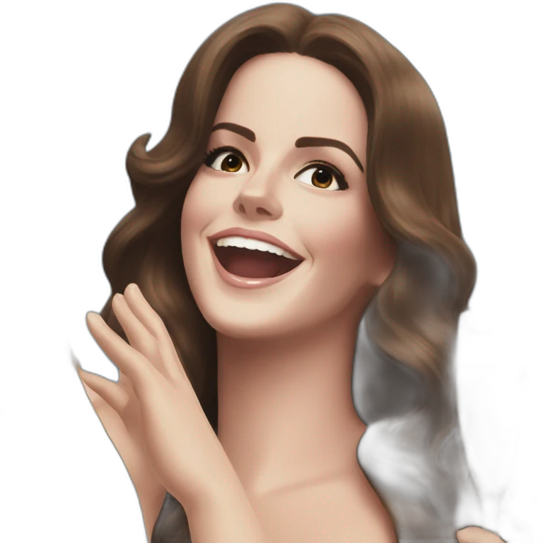 Lana del Rey cheering up with champagne over head emoji