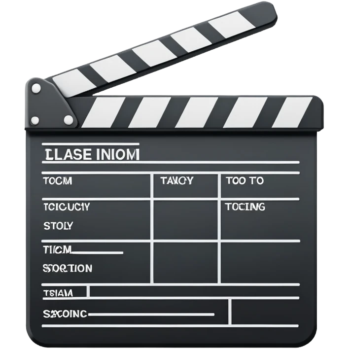 side view of film slate outline, just essential black lines, no color or fill emoji