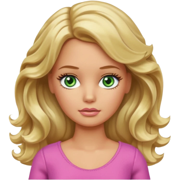 sad Barbie with blonde wavy hair green eyes and tan skin emoji