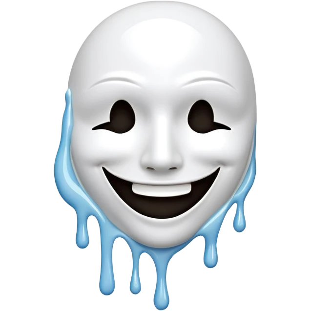 Smile mask being taken off a melting smile emoji
