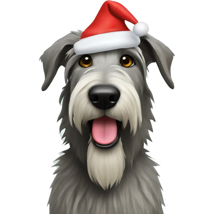  Irish wolfhound dog with santa hat emoji
