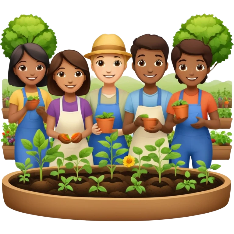 People cooperating to plant a community garden emoji