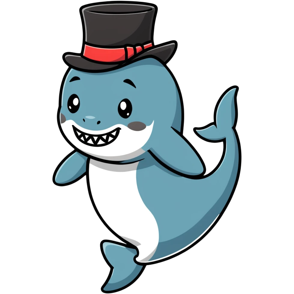 Shark with a top hat emoji