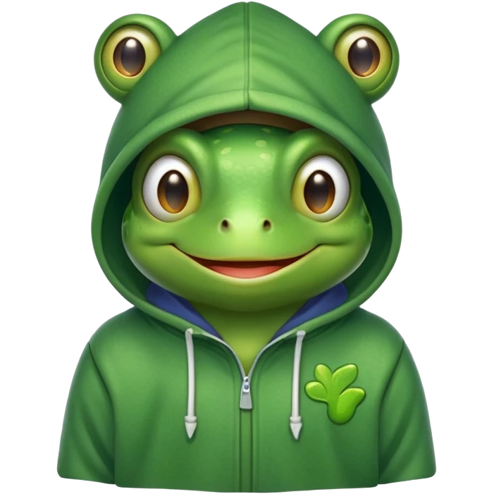 frog wearing a hoodie emoji
