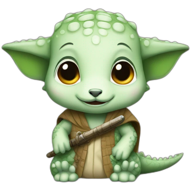 A baby crocodile jedi emoji