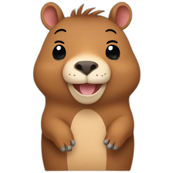 Cute capibara waving its hand with a smile emoji