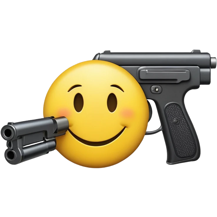 A smily face with a gun emoji