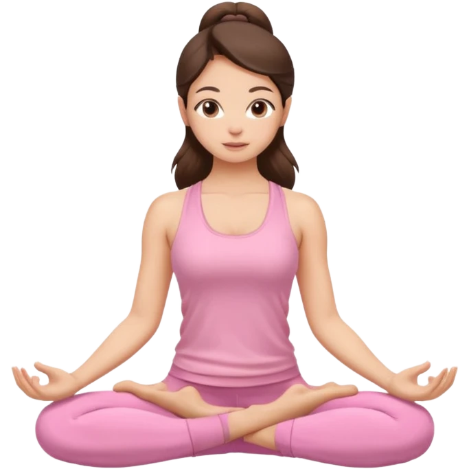 brunette yoga girl light pink clothes n emoji