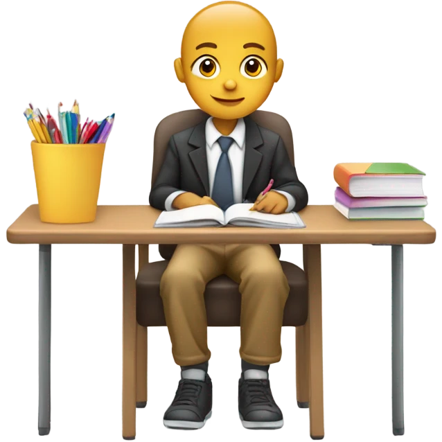 kid in chair in class emoji