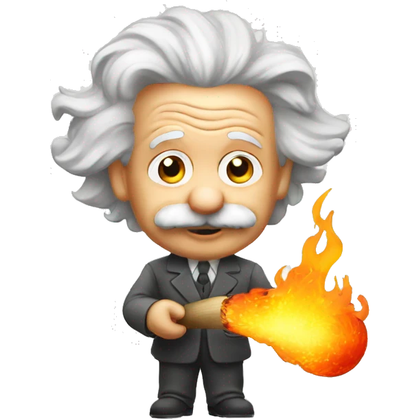 albert einstein holding fire emoji