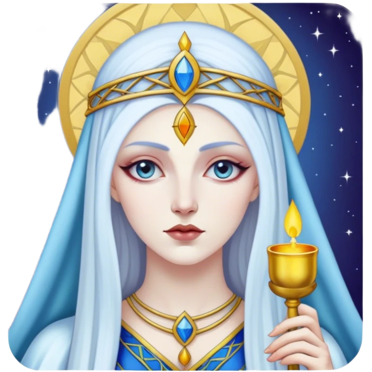 Tarot Card with a high priestess on it emoji