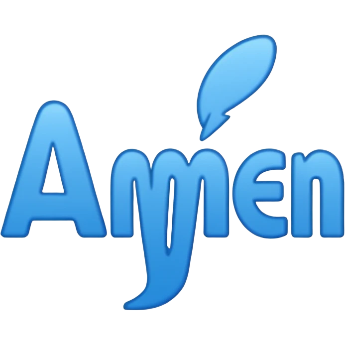 blue word "amen" simple font emoji