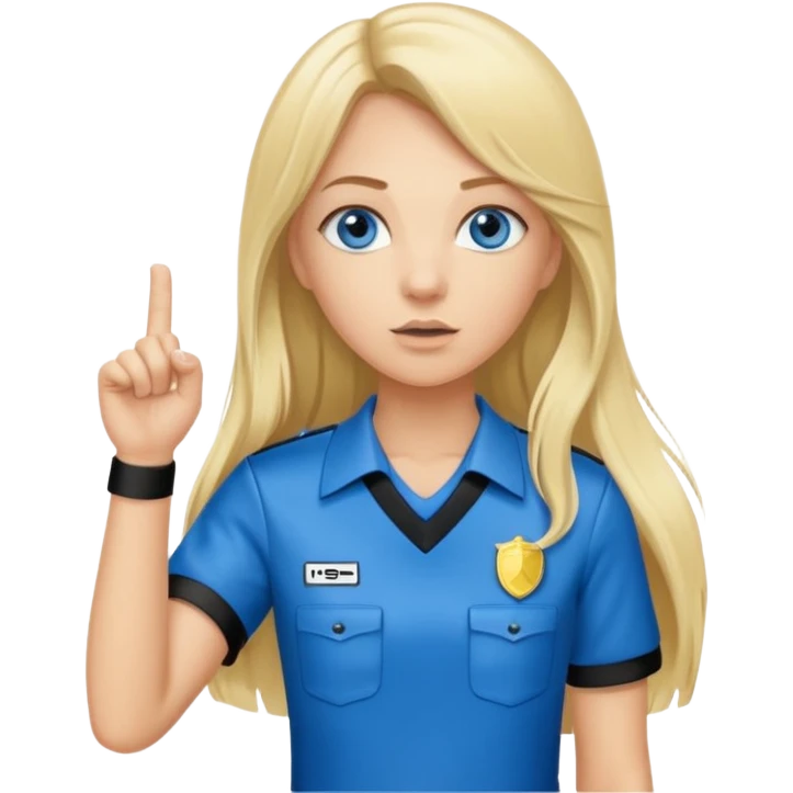 blue eyes blonde girlIN REFEREE UNIFORM STANDING UP LONG HAIR WHISTLE emoji