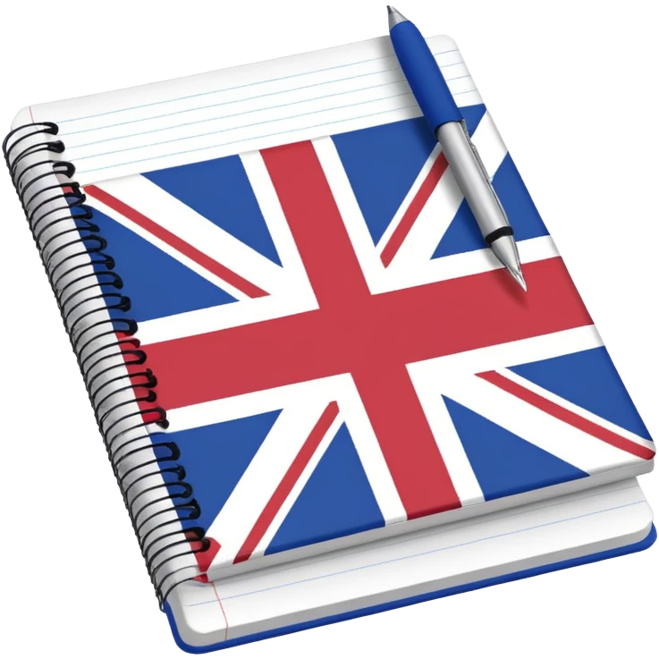 open notebook with UK flag on the page emoji