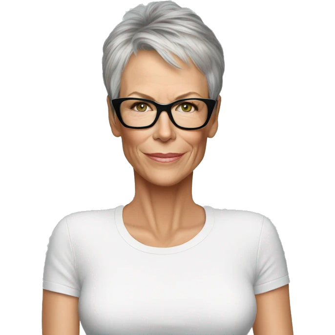 super realistic jamie lee curtis wearing tee emoji