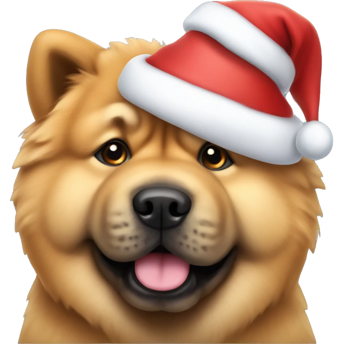 Chow chow dog wearing a Christmas hat emoji