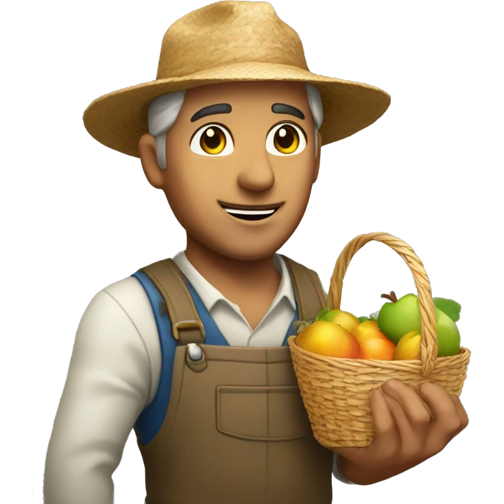 Heroic farmer with a basket of fruit emoji