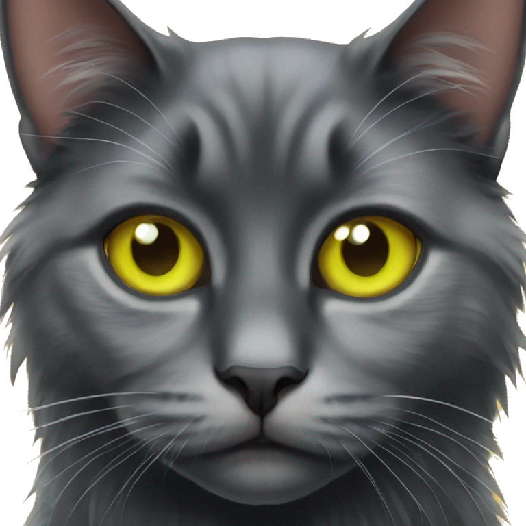 Black long haired cat yellow green eyes emoji