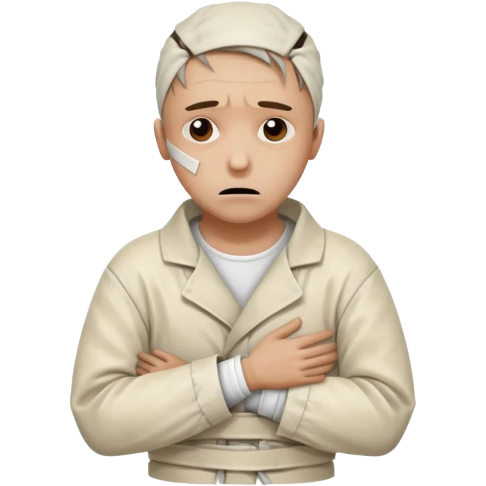 a patient in a psychiatric hospital, in a straitjacket emoji