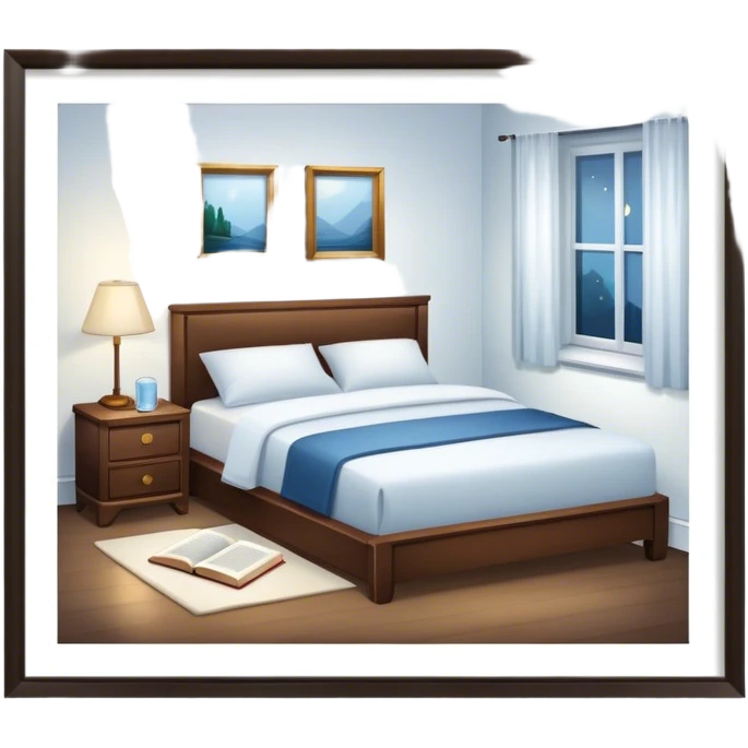 A dimly lit white bedroom. The bed is neatly made, and a glass of water sits beside a book on a cozy nightstand. Soft lighting signals a peaceful wind-down, representing the calm and control that comes from reclaiming your evenings. emoji
