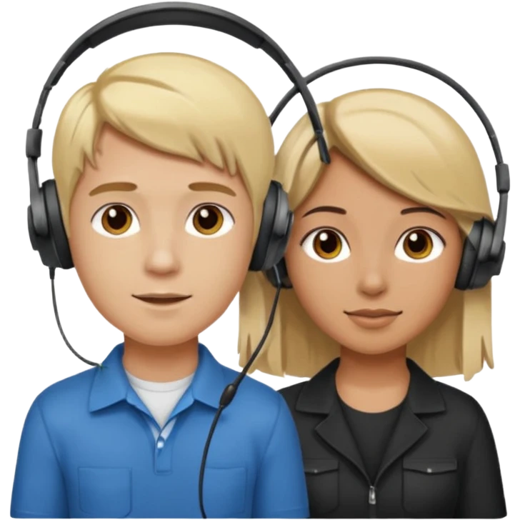 pc gamer very blonde boy and latina girl with brown hair  headsets emoji