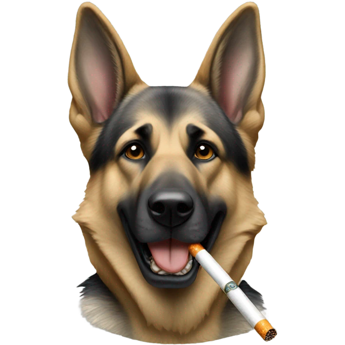 Silver German shepherd smoking a cigarette  emoji