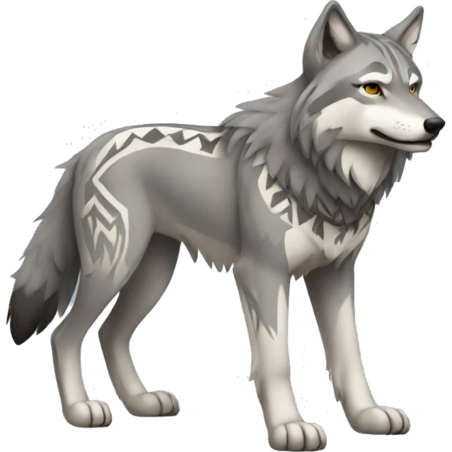 GreyWolf With Tribal Markings Full Body emoji
