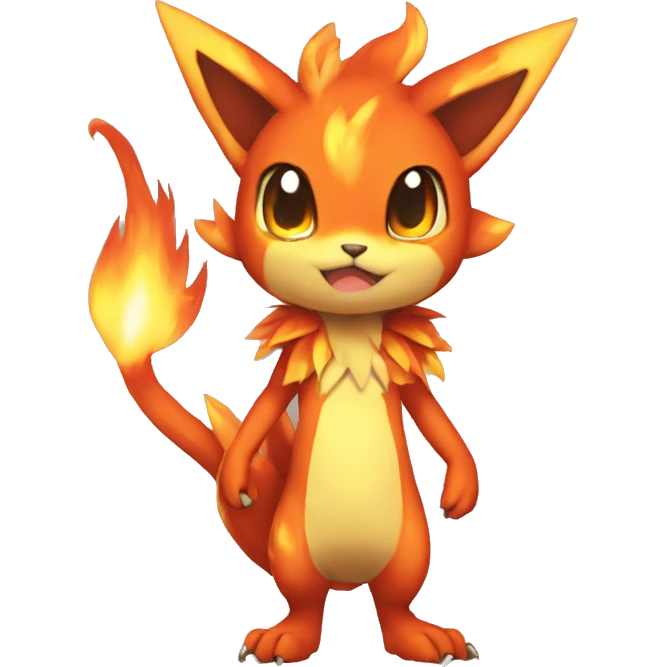 a anthro chibi-style fire-type Fakémon-hybrid full body emoji