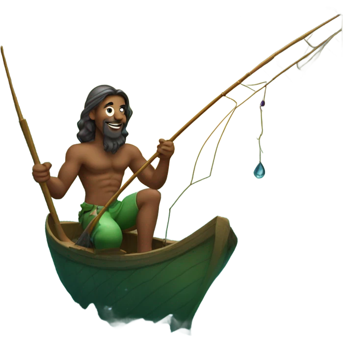Fisherman catching a mermaid emoji