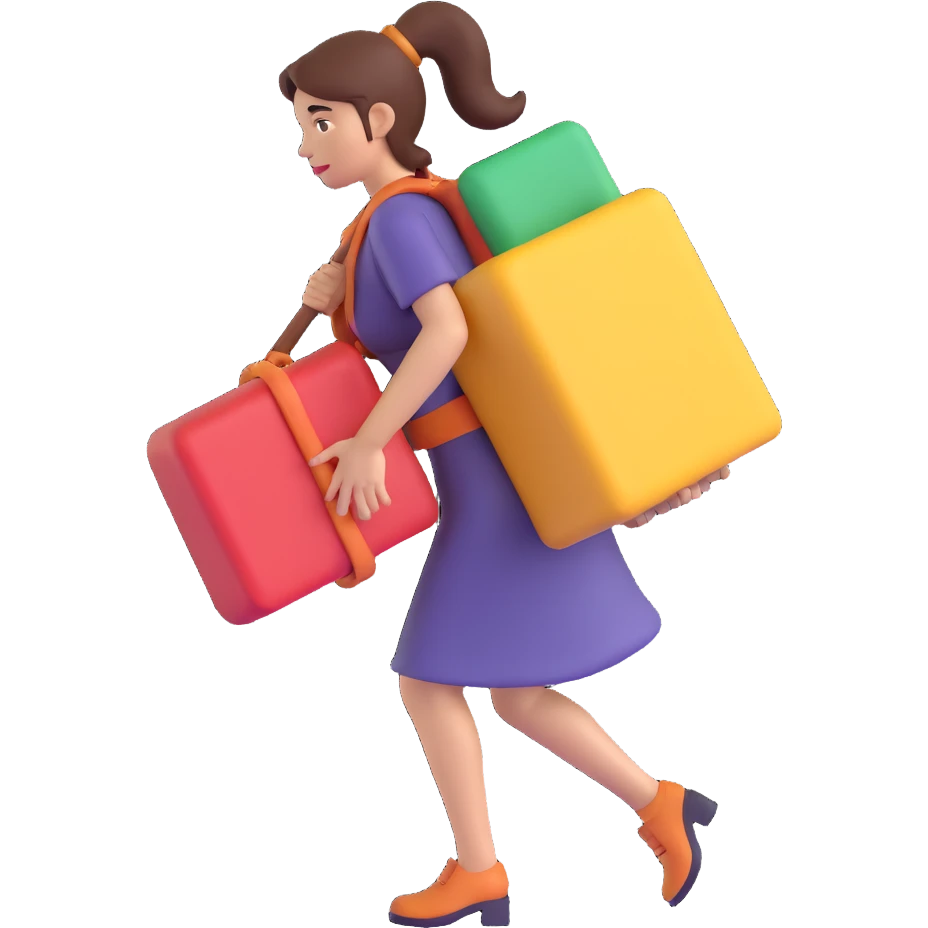 woman carrying something heavy on her back emoji