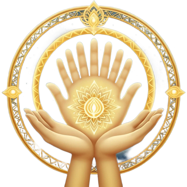 A divine abstract force creating humans through karma,
shown as a luminous cosmic hand made of light (not realistic),
forming a human figure from particles.
Hindu spiritual aura, sacred geometry, subtle mandala lines,

 
 emoji