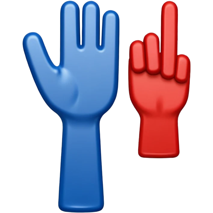 giant foam finger blue (#00A3E0) and red (#F9423A) emoji