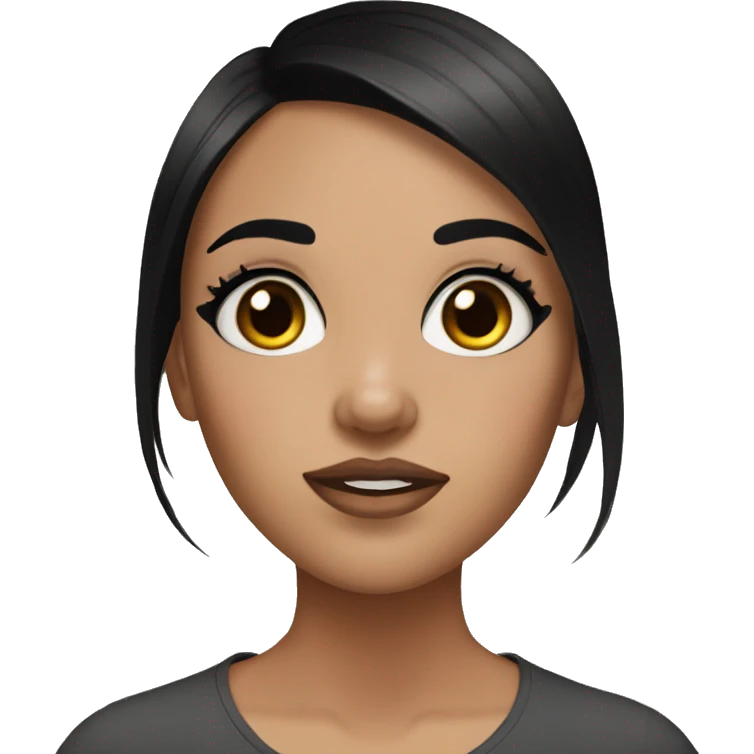 girl with black hair and long eyelashes and black eyeliner emoji