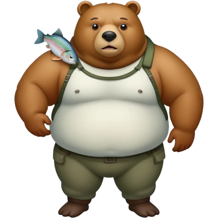 trota with bear arms and overweight human body emoji