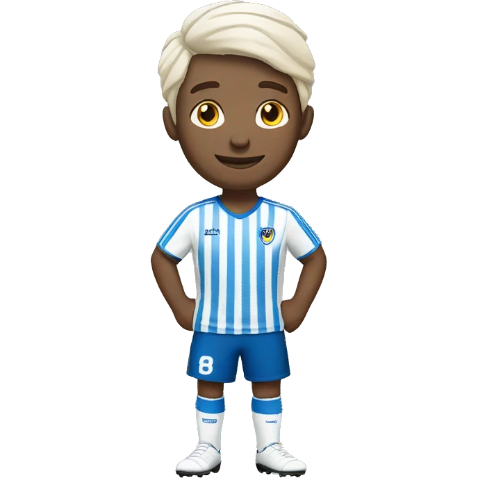 white soccer player with a white & blue stripes t-shirt emoji