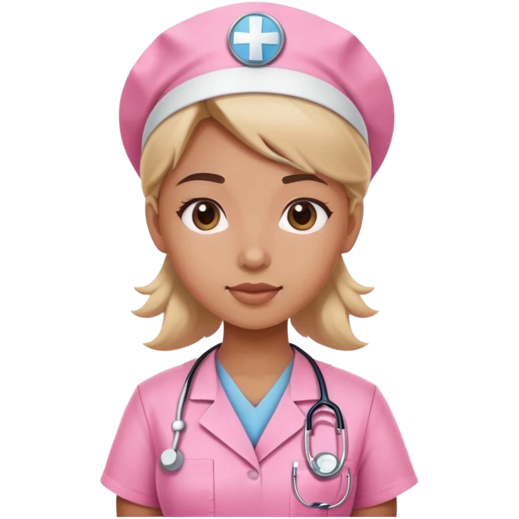 cute girl nurse in pink scrubs emoji