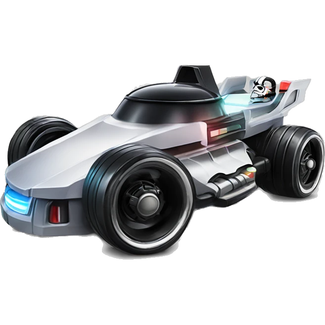Formula Darth Vader’s ice cream race car, light saber headlights, exposed suspension  emoji