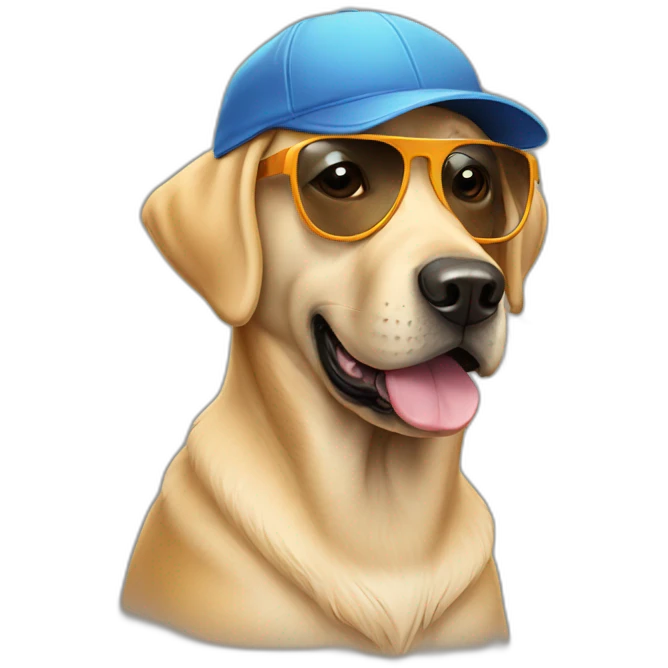 labrador with sunglasses and cap emoji