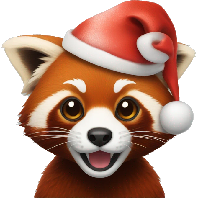 Red panda with a Santa hat emoji