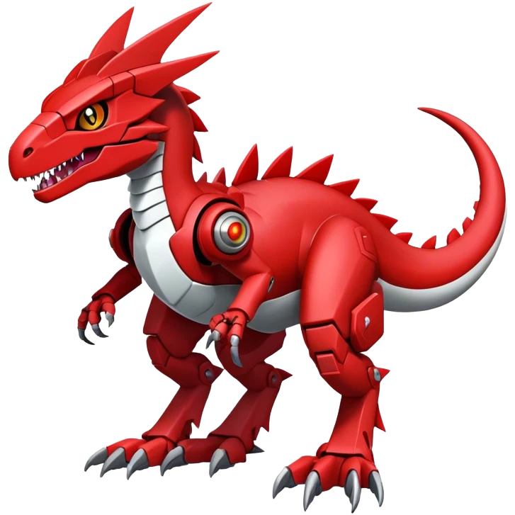  Cool Edgy Red Digimon-Fakemon-Guilmon-Velociraptor-Dragon-Mecha full body  emoji