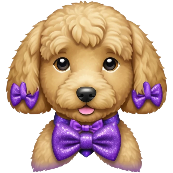Cachorro com gravata roxa com glitter emoji