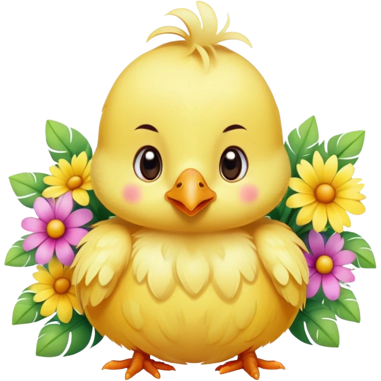 Cute chick with flowers emoji